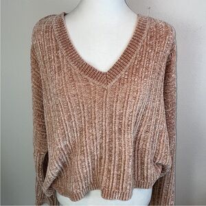 La Hearts Chenille V-Neck Sweater Pink/Cream